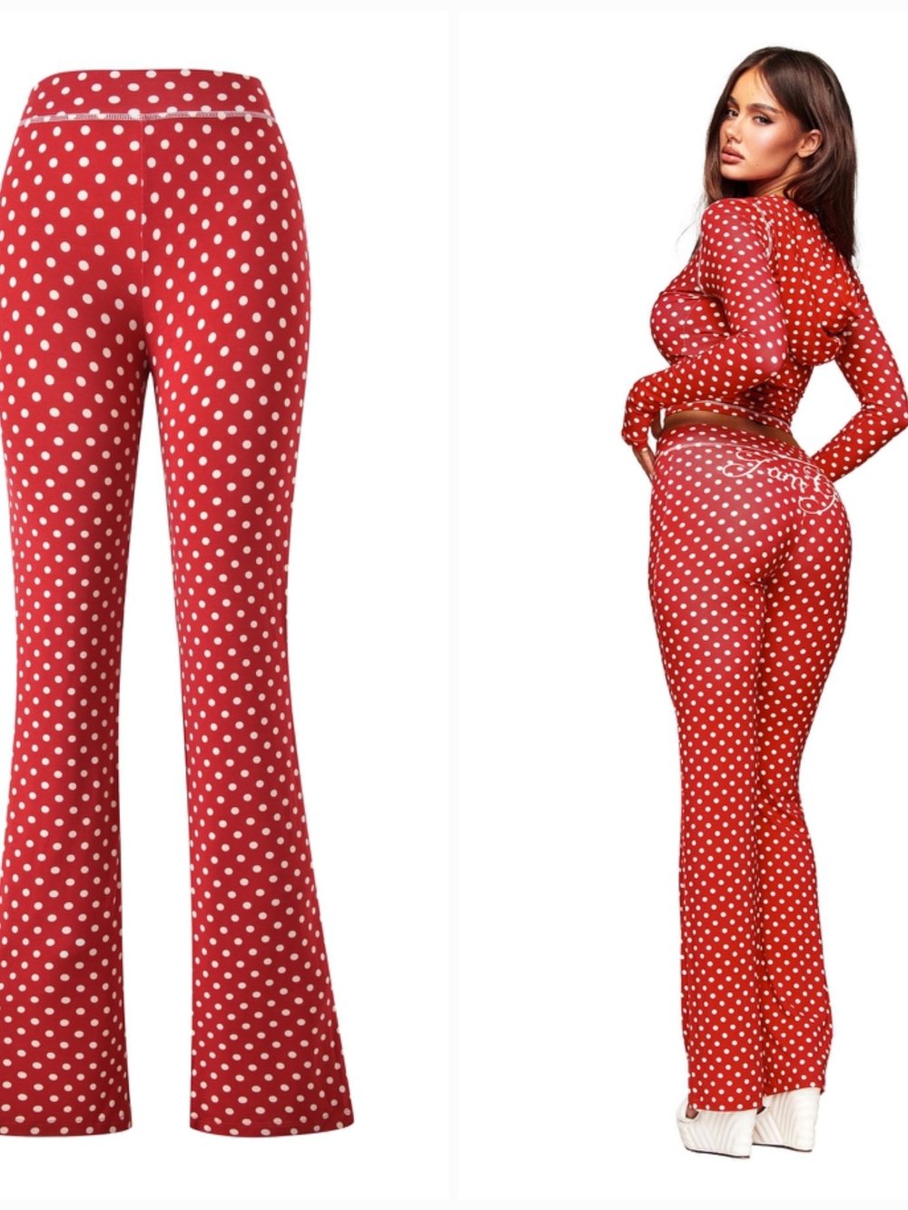 I.AM.GIA BLARE TRACKPANT in Red Polka Dot Large NWT